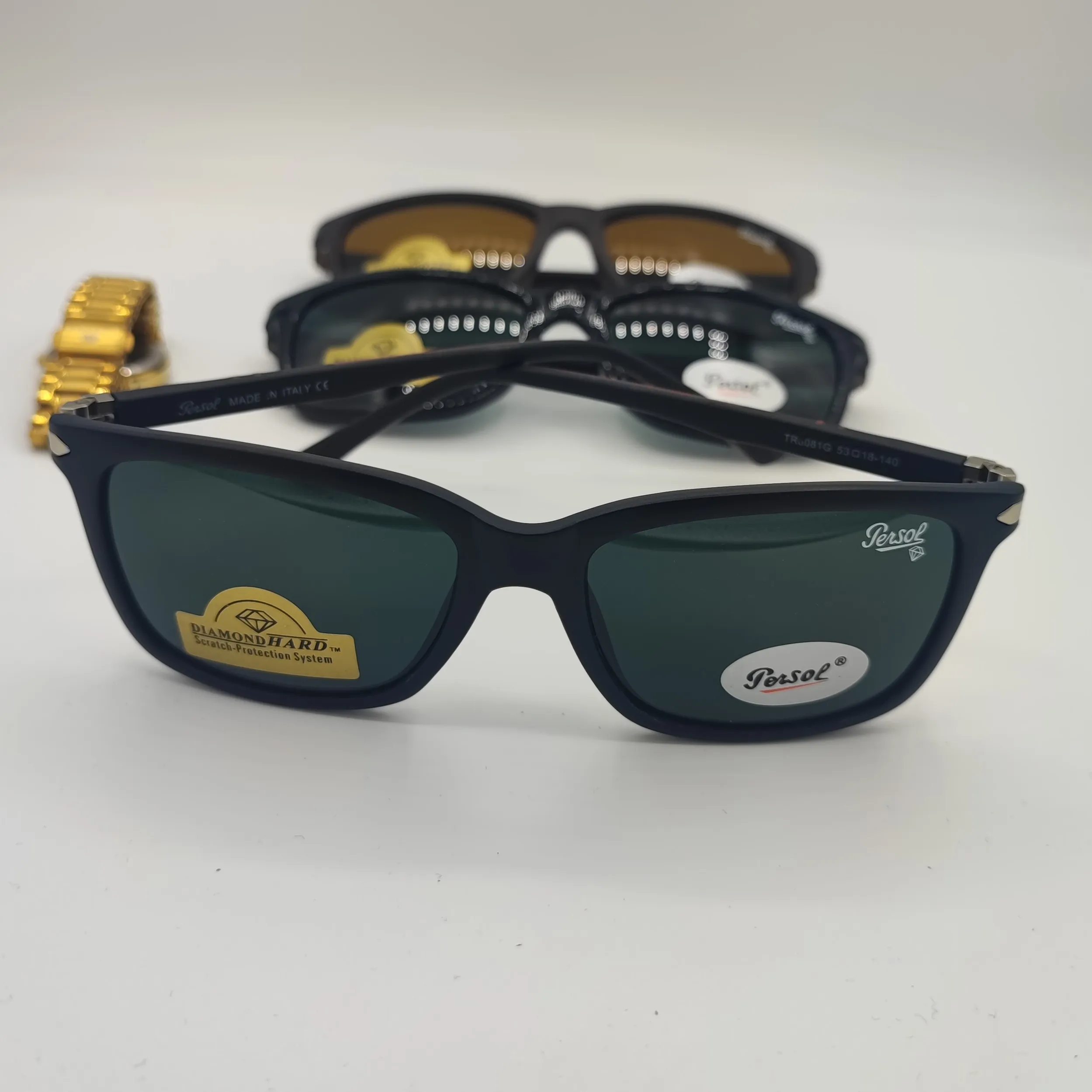 عینک آفتابی پرسول شیشه سنگ یووی 400 دسته فنری فرم TR نشکن مناسب آقایان و بانوان