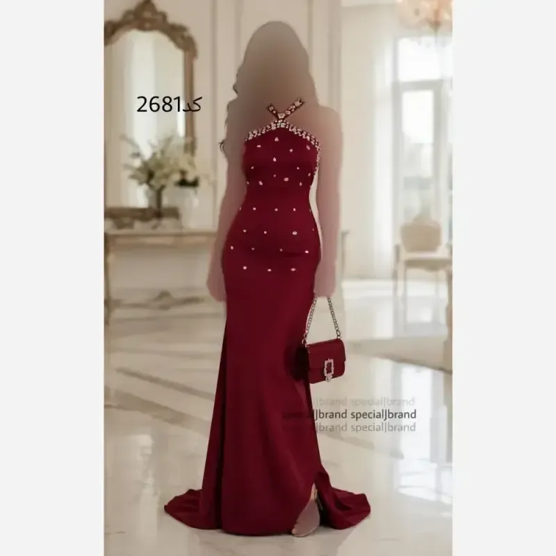 ماکسی مجلسی یاقوت جنس غواصی سنگدوزی با دست قد 160 رنگ مشکی و زرشکی