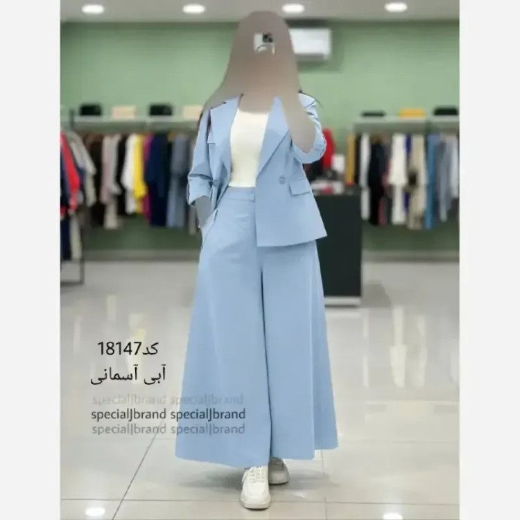 ست کت و دامن شلواری لینن زنانه مدل سارا خنک و سبک