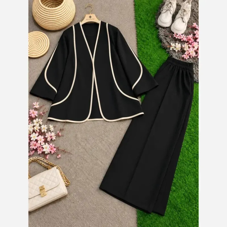 ست کت و شلوار نواردوزی پاییزه سوپرمازراتی گرم بالا فری سایز 38 تا 48