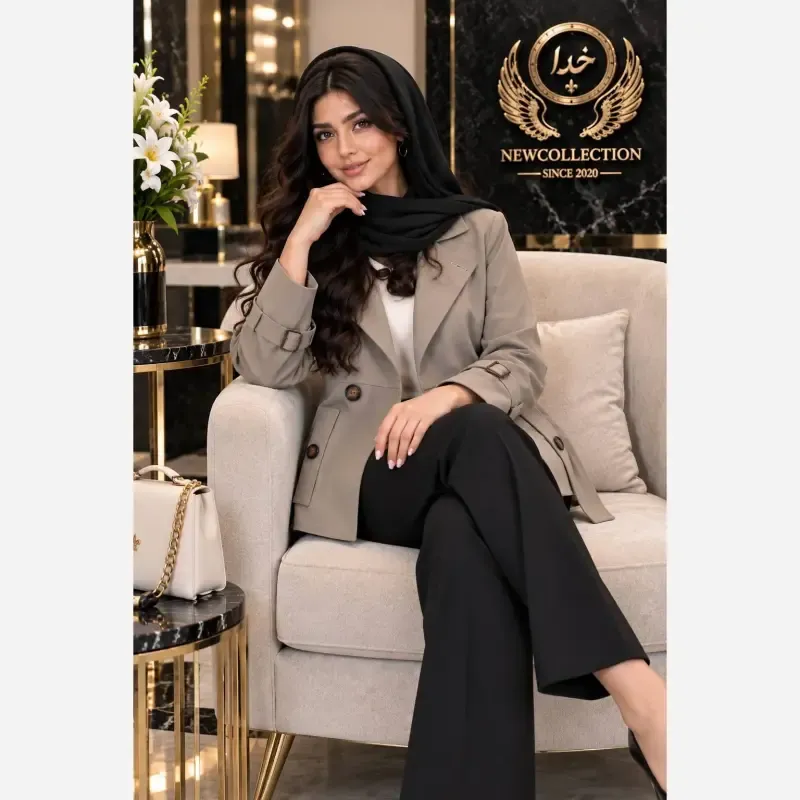 ترنج کت پاییزه کتان کشی فری سایز 38 تا 46