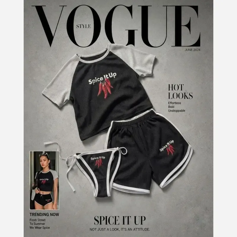 ست سه تیکه فلفل جنس فانریپ کش فری سایز رنگ سفید و مشکی