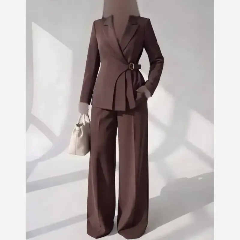 کت شلوار سگک دار پینترستی کرپ مازراتی زنانه