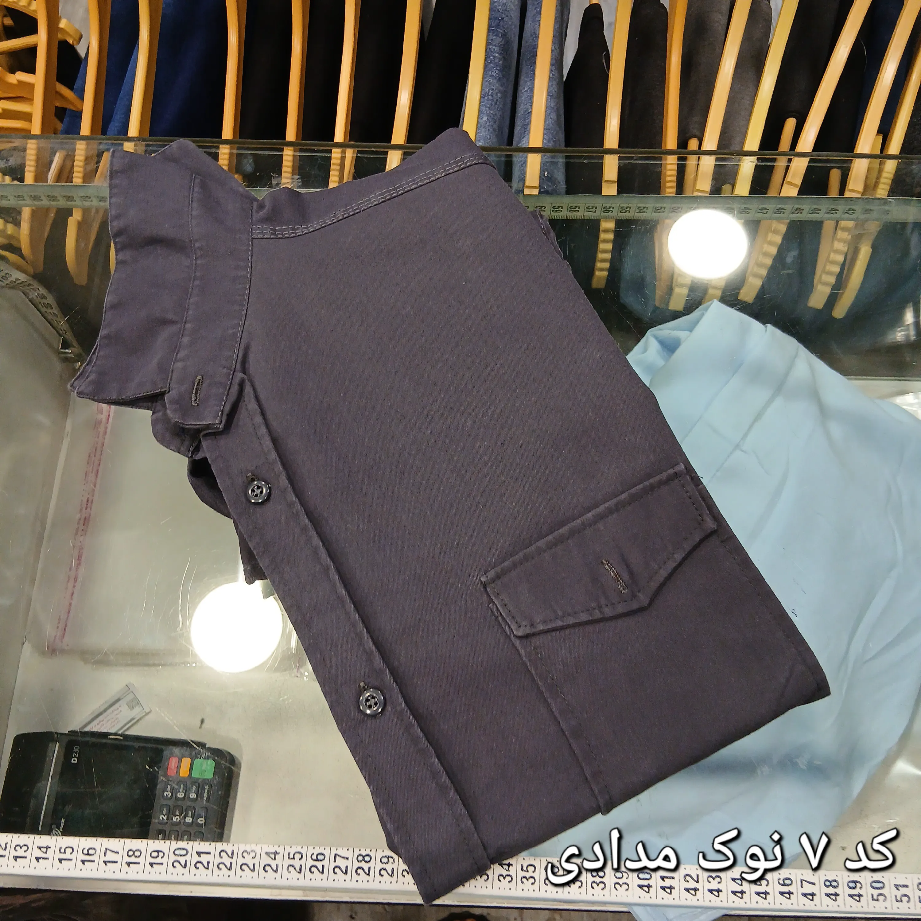 پیراهن کتان مردانه دو جیب آستین بلند قواره آزاد
