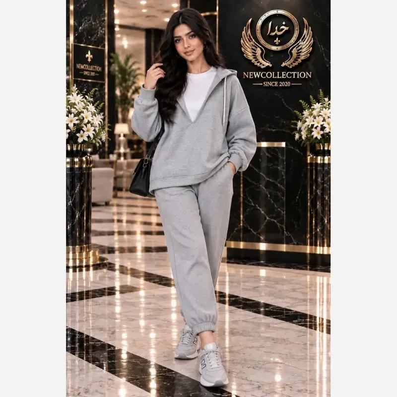 هودی و کراپ پاییزه آریو آلس جنس گلکسی اعلا رنگ طوسی فری سایز