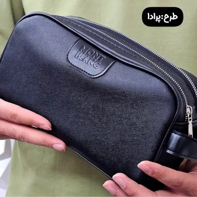 کیف دستی مردانه شوزبگ چرم صنعتی مرغوب دو خانه آستر خارجی بند دستی زیپ فلزی