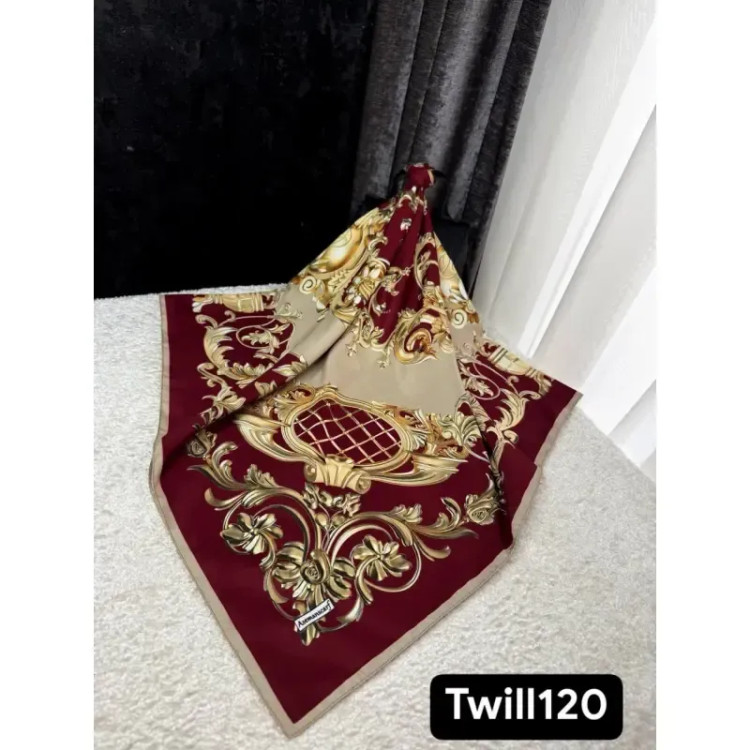 روسری ساتن ابریشم طرح رزیتا قواره 140 دور دوخت مجلسی