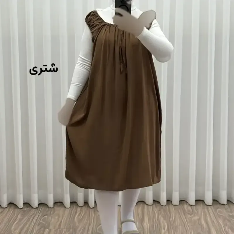 سارافون نخی زنانه کوتاه ساده فری سایز مناسب تا سایز 52