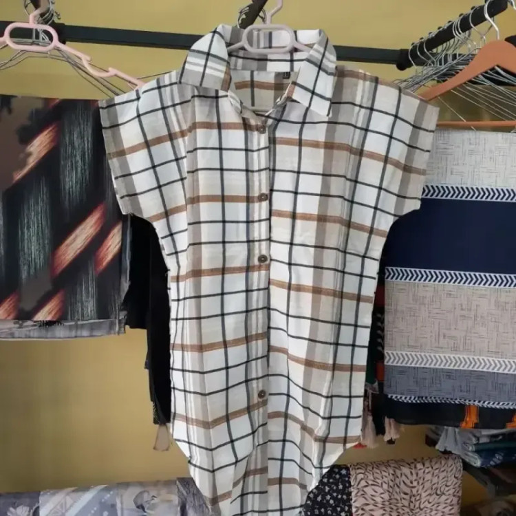 شومیز گرهی زنانه نخی چهارفصل سایز لارج و ایکس لارج